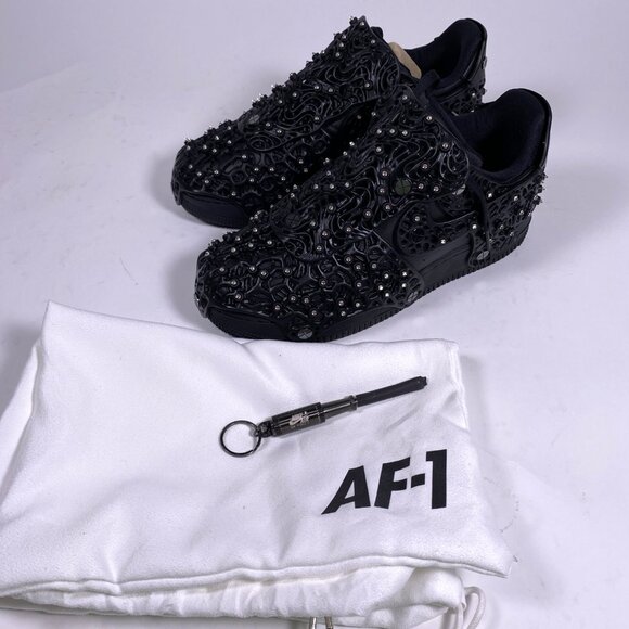 NIKE  x SWAROVSKI Black Retroreflective Crystals Air Force 1 Sneakers - Picture 8 of 11